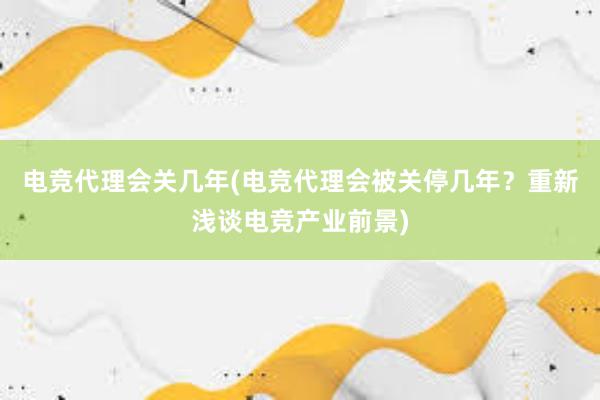 电竞代理会关几年(电竞代理会被关停几年？重新浅谈电竞产业前景)